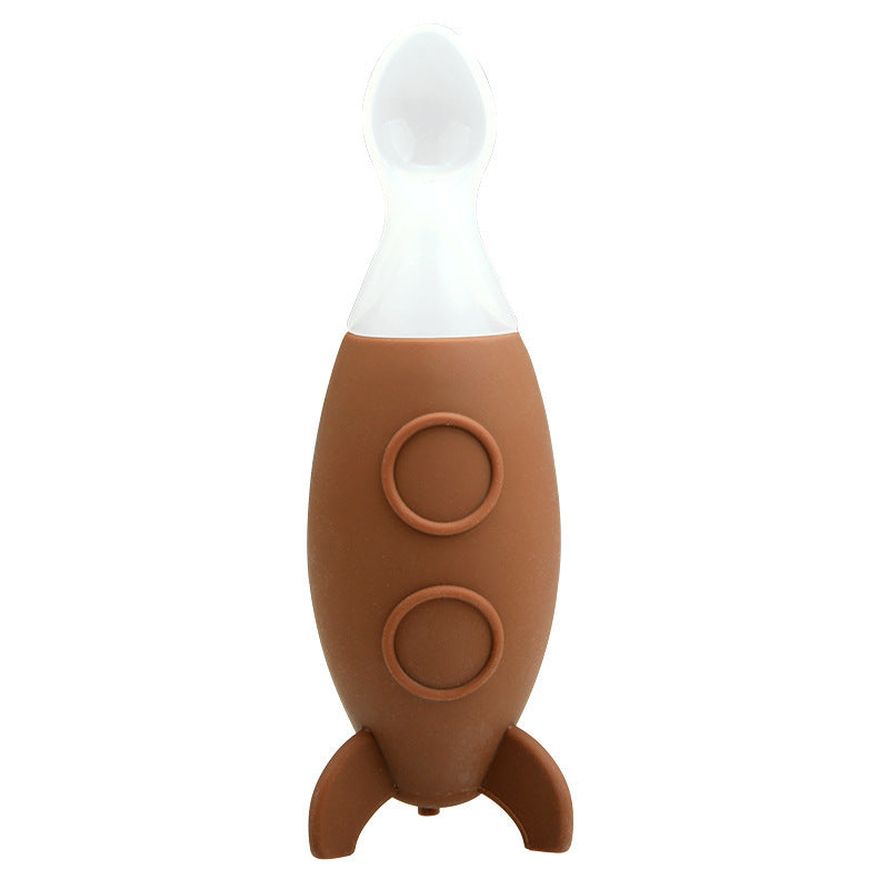Creative Small Rocket Squeeze Silicone Feeding Bottle