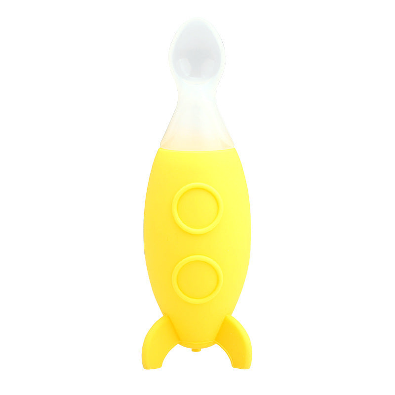 Creative Small Rocket Squeeze Silicone Feeding Bottle