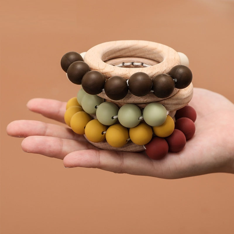 1PC Baby Teether Toys Beech Wooden Rattle Wood Teething Rode