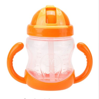 Cute Baby Cup Kids Learn Feeding Drinking Water Straw Handle Bottle