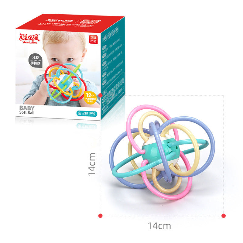 Teether Molar Ball, Rattle, Chews Baby Toy
