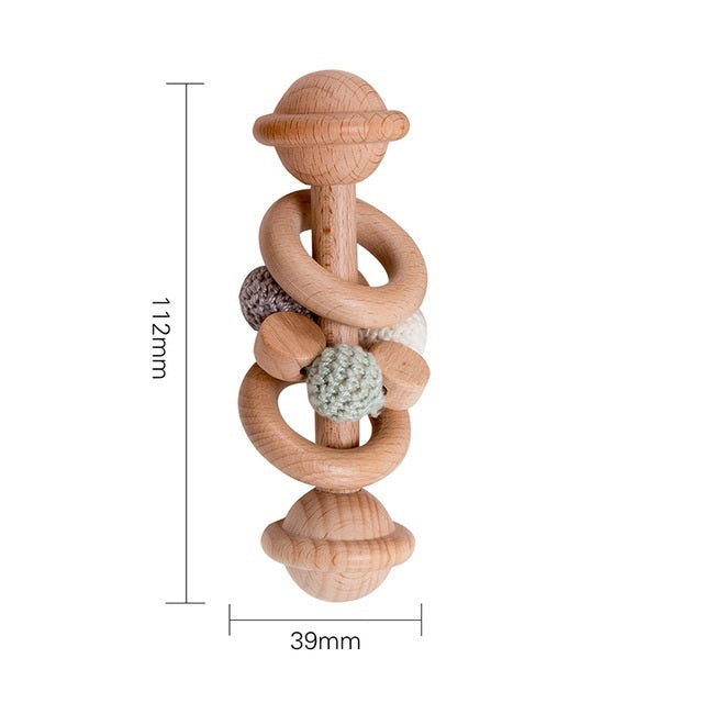 1PC Baby Teether Toys Beech Wooden Rattle Wood Teething Rode
