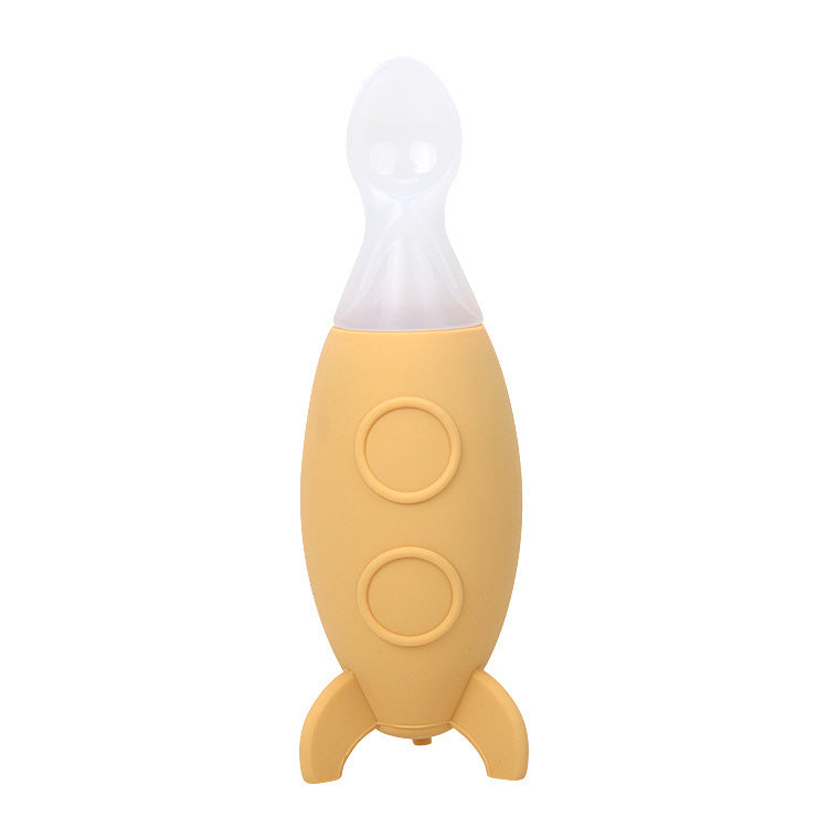 Creative Small Rocket Squeeze Silicone Feeding Bottle