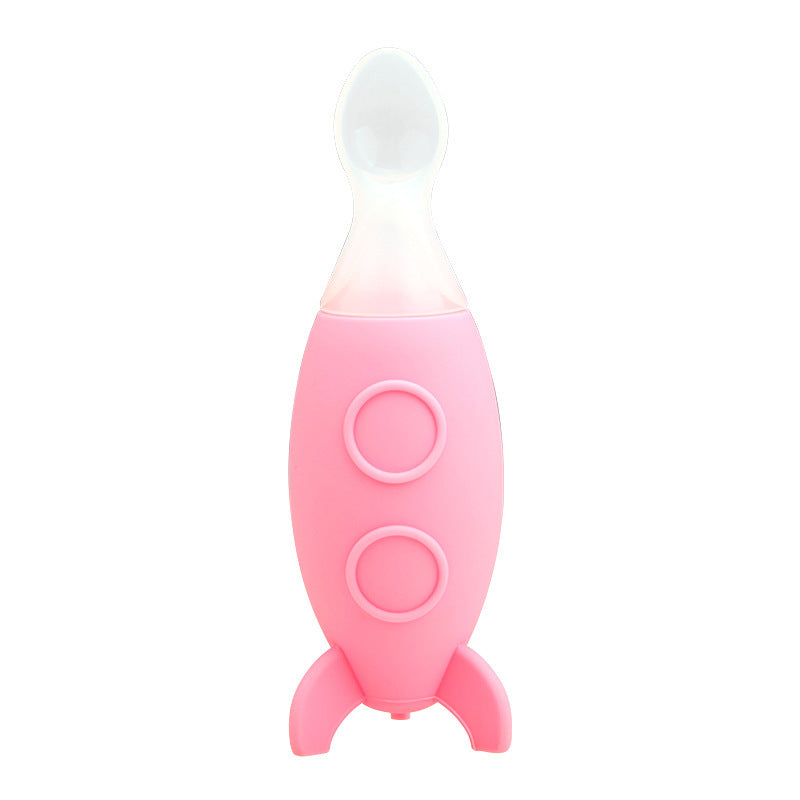 Creative Small Rocket Squeeze Silicone Feeding Bottle