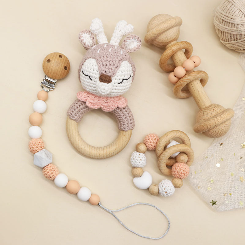 Handmade Crochet Rattles Toys Baby Teether Toy Kit