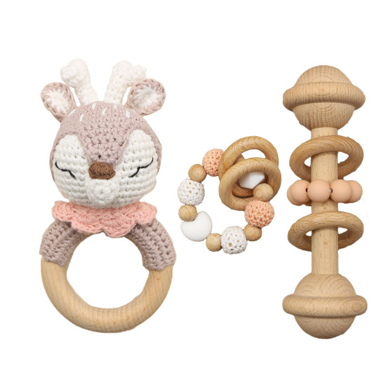 Handmade Crochet Rattles Toys Baby Teether Toy Kit